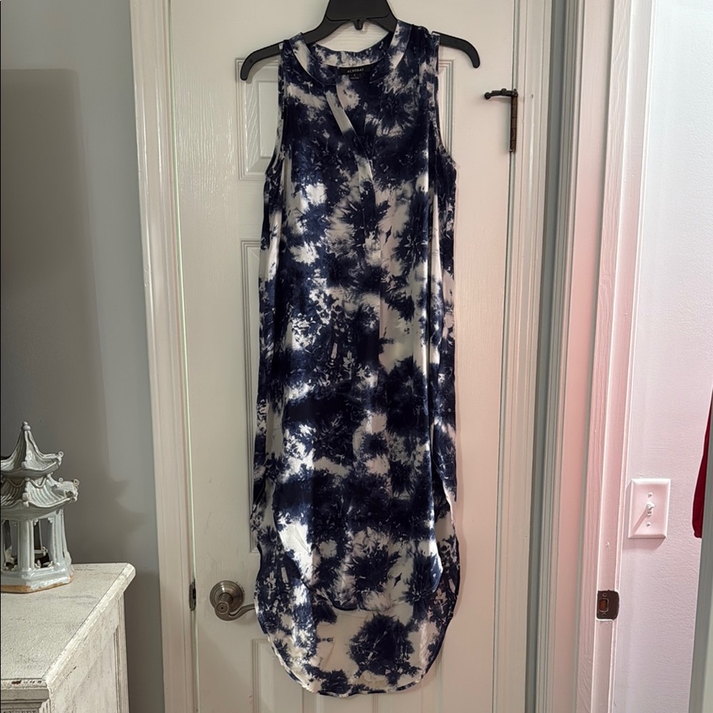 Acrobat Navy and White Tie-Dye Midi Dress